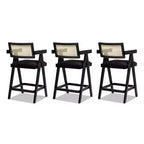 29.5 Tabouret de bar moderne avec accoudoirs et dossier en résine tissée, lot de 3