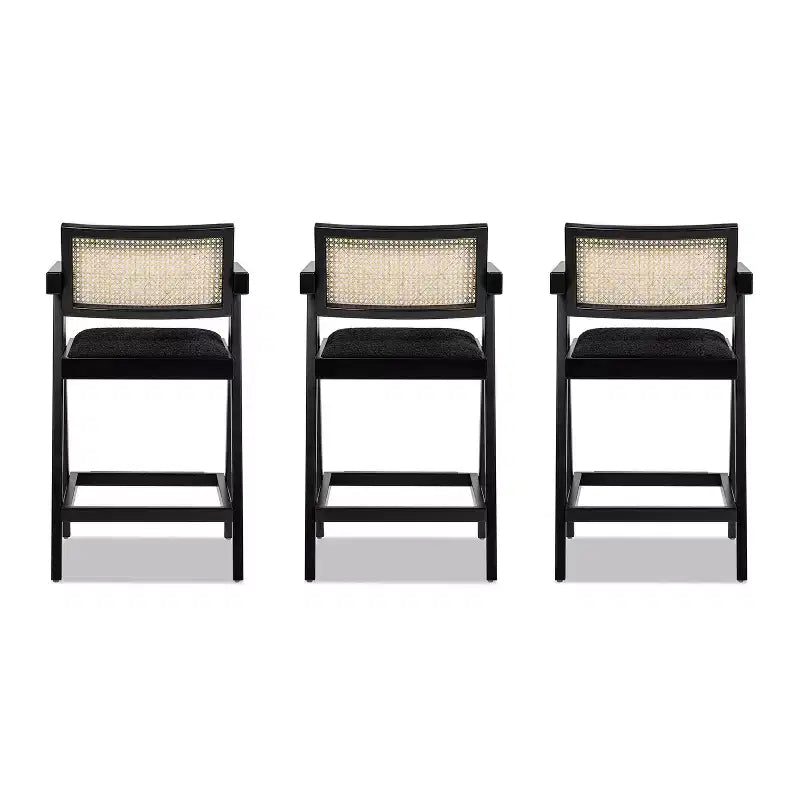29.5 Tabouret de bar moderne avec accoudoirs et dossier en résine tissée, lot de 3