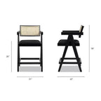 29.5 Tabouret de bar moderne avec accoudoirs et dossier en résine tissée, lot de 3