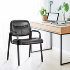 JIONJOY Office Guest Chair Faux Leather Executive with Padded Arm Rest Set of 4| Black