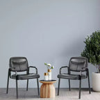 JIONJOY Chaise de bureau d'appoint en similicuir avec accoudoirs rembourrés, lot de 4 | Noir