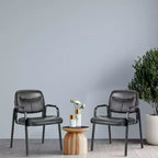 JIONJOY Chaise de bureau d'appoint en similicuir avec accoudoirs rembourrés, lot de 4 | Noir