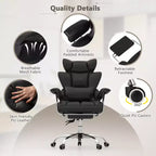 Chaise de Bureau Costway Grande Taille Fauteuil de Bureau Exécutif avec Repose-Pieds Support Lombaire Noir/Gris/Blanc