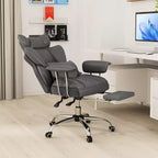 Chaise de Bureau Costway Grande Taille Fauteuil de Bureau Exécutif avec Repose-Pieds Support Lombaire Noir/Gris/Blanc