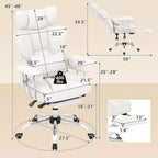 Chaise de Bureau Costway Grande Taille Fauteuil de Bureau Exécutif avec Repose-Pieds Support Lombaire Noir/Gris/Blanc