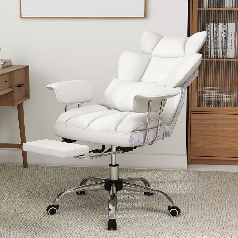 Chaise de Bureau Costway Grande Taille Fauteuil de Bureau Exécutif avec Repose-Pieds Support Lombaire Noir/Gris/Blanc