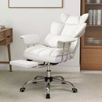 Chaise de Bureau Costway Grande Taille Fauteuil de Bureau Exécutif avec Repose-Pieds Support Lombaire Noir/Gris/Blanc