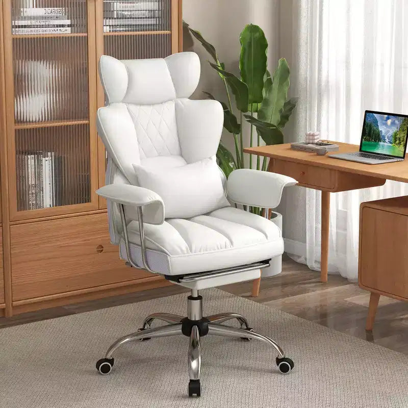 Chaise de Bureau Costway Grande Taille Fauteuil de Bureau Exécutif avec Repose-Pieds Support Lombaire Noir/Gris/Blanc