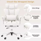 Chaise de Bureau Costway Grande Taille Fauteuil de Bureau Exécutif avec Repose-Pieds Support Lombaire Noir/Gris/Blanc