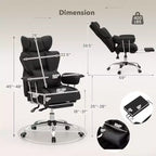 Chaise de Bureau Costway Grande Taille Fauteuil de Bureau Exécutif avec Repose-Pieds Support Lombaire Noir/Gris/Blanc