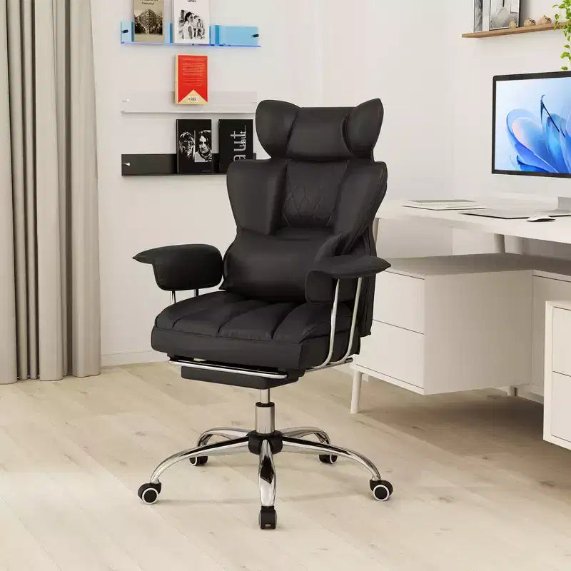 Chaise de Bureau Costway Grande Taille Fauteuil de Bureau Exécutif avec Repose-Pieds Support Lombaire Noir/Gris/Blanc
