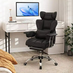 Chaise de Bureau Costway Grande Taille Fauteuil de Bureau Exécutif avec Repose-Pieds Support Lombaire Noir/Gris/Blanc