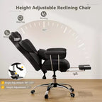 Chaise de Bureau Costway Grande Taille Fauteuil de Bureau Exécutif avec Repose-Pieds Support Lombaire Noir/Gris/Blanc