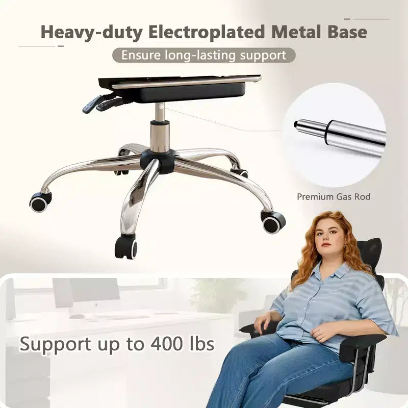 Chaise de Bureau Costway Grande Taille Fauteuil de Bureau Exécutif avec Repose-Pieds Support Lombaire Noir/Gris/Blanc