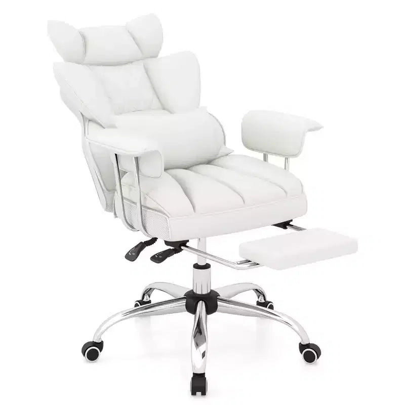 Chaise de Bureau Costway Grande Taille Fauteuil de Bureau Exécutif avec Repose-Pieds Support Lombaire Noir/Gris/Blanc
