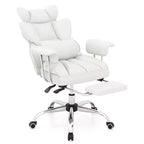Chaise de Bureau Costway Grande Taille Fauteuil de Bureau Exécutif avec Repose-Pieds Support Lombaire Noir/Gris/Blanc