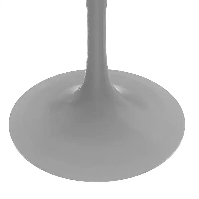Table moderne LeisureMod Verve du milieu du siècle avec un plateau rond en MDF de 48 pouces et un piédestal en acier blanc pour la cuisine et la salle à manger en bois naturel clair