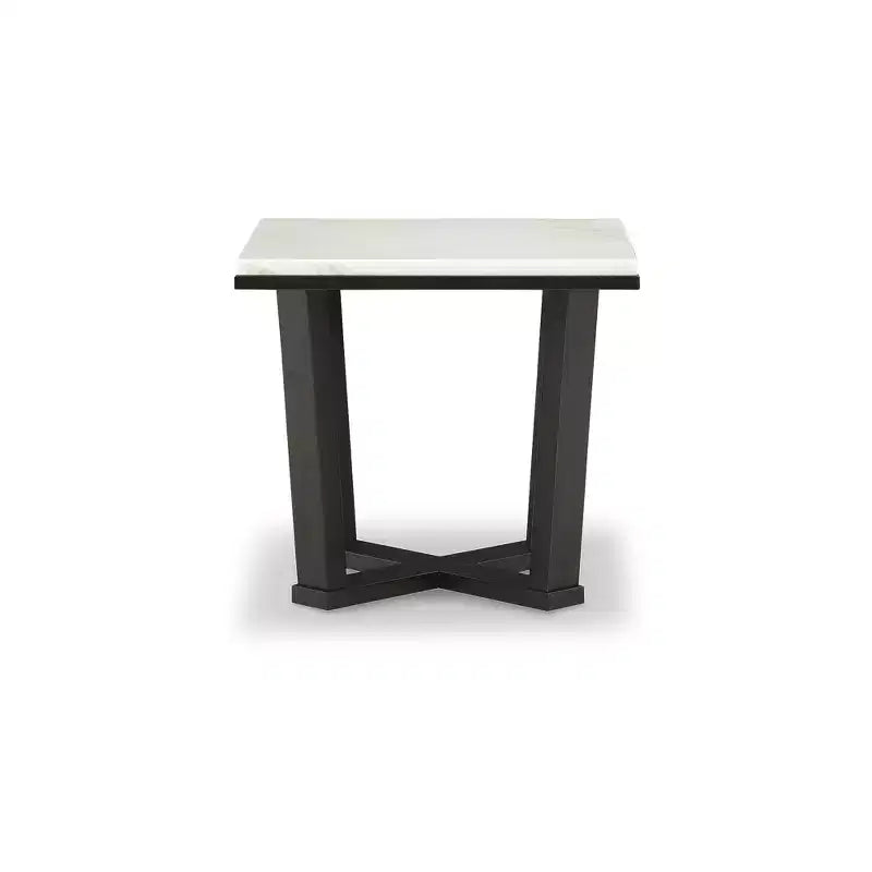 Table d'appoint carrée contemporaine Fostead de Signature Design by Ashley avec plateau en marbre