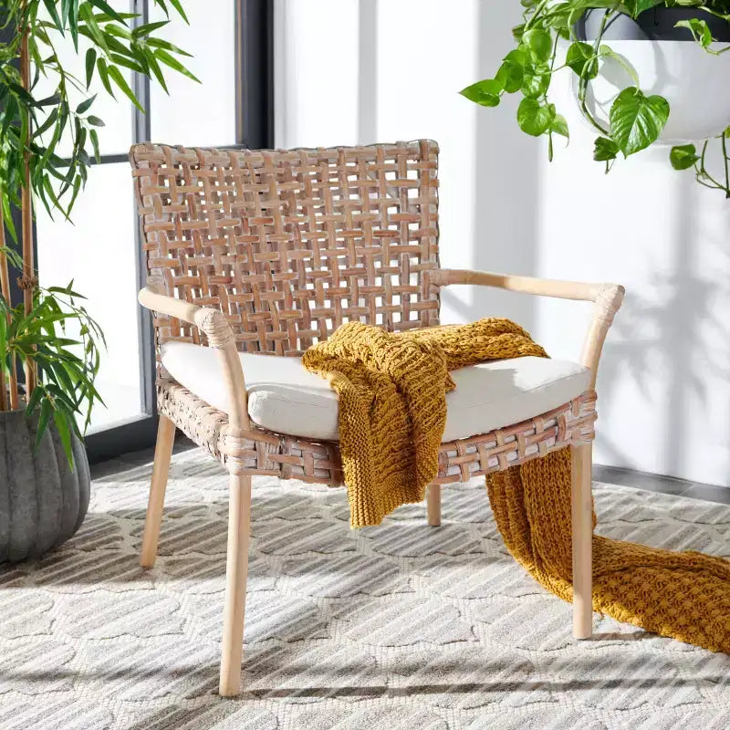 Fauteuil d'appoint Collette Rattn avec coussin - ACH6515 - Safavieh