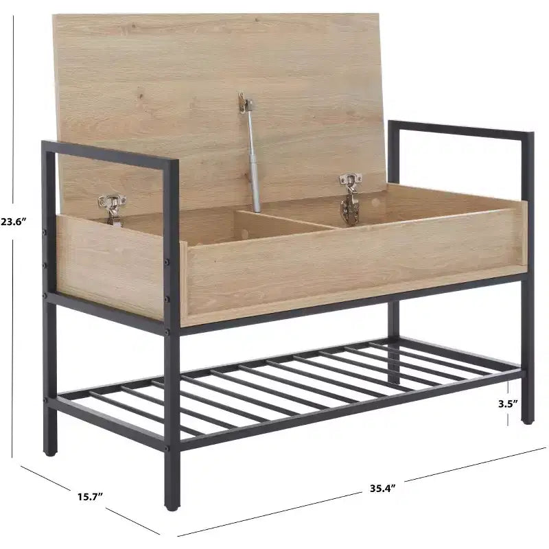 Banc de rangement Rhonwen - BCH9300 - Sable/Noir - Safavieh