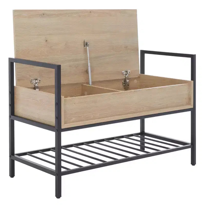 Banc de rangement Rhonwen - BCH9300 - Sable/Noir - Safavieh