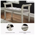 Banc d'appoint Ashley Realyn Signature Design – Blanc antique capitonné avec coussin en mousse
