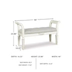 Banc d'appoint Ashley Realyn Signature Design – Blanc antique capitonné avec coussin en mousse