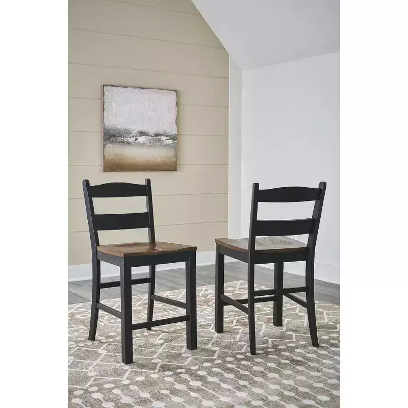 Signature Design by Ashley Valebeck Tabouret de bar hauteur comptoir, Lot de 2, Noir/Marron