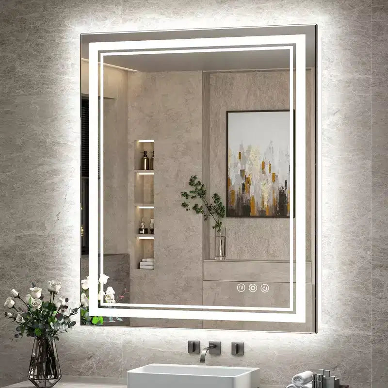Miroir de courtoisie mural Keonjinn à rétroéclairage DEL, 3 températures de couleur, intensité réglable, anti-buée