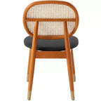 Chaise de salle à manger en osier LeisureMod Holbeck avec assise en cuir rembourrée et pieds en bois de hêtre, lot de 4