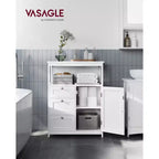 Meuble de Rangement au Sol VASAGLE, Unité de Rangement avec 3 Tiroirs, Meuble Autoportant, Étagère Réglable, Blanc