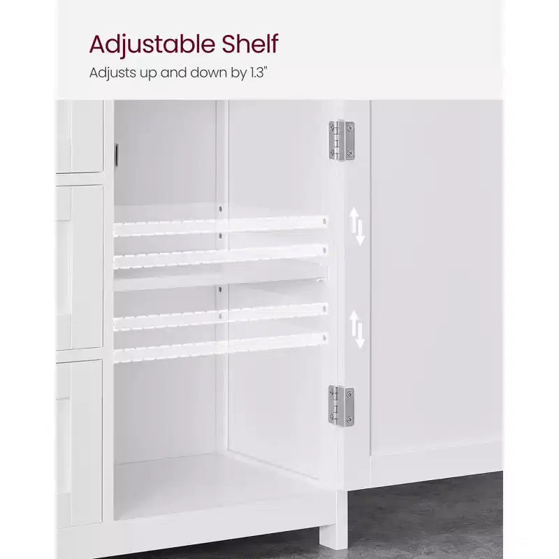 Meuble de Rangement au Sol VASAGLE, Unité de Rangement avec 3 Tiroirs, Meuble Autoportant, Étagère Réglable, Blanc
