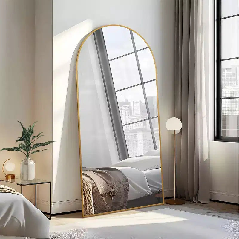 Miroir Mural Complet Dovelina Modern Arch avec Cadre en Alliage d'Aluminium Grand Format