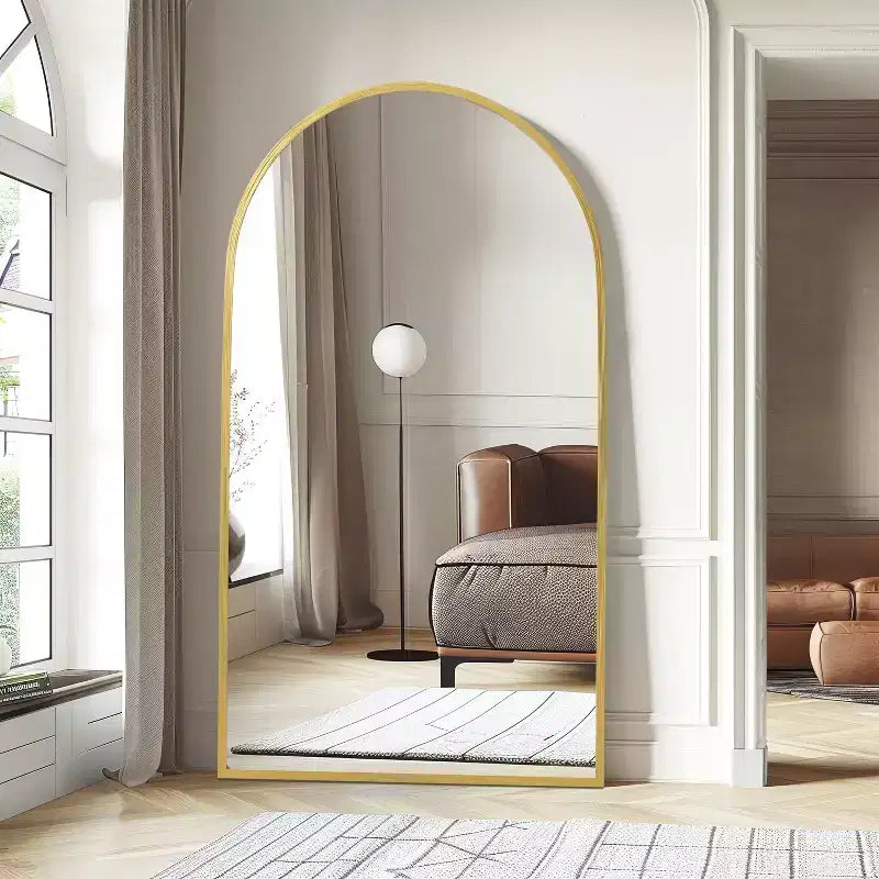 Miroir Mural Complet Dovelina Modern Arch avec Cadre en Alliage d'Aluminium Grand Format