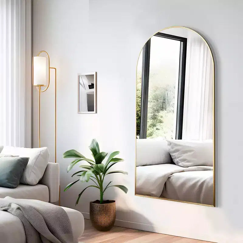 Miroir Mural Complet Dovelina Modern Arch avec Cadre en Alliage d'Aluminium Grand Format