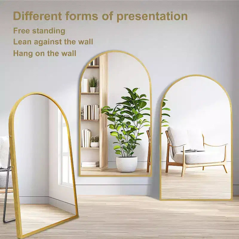 Miroir Mural Complet Dovelina Modern Arch avec Cadre en Alliage d'Aluminium Grand Format
