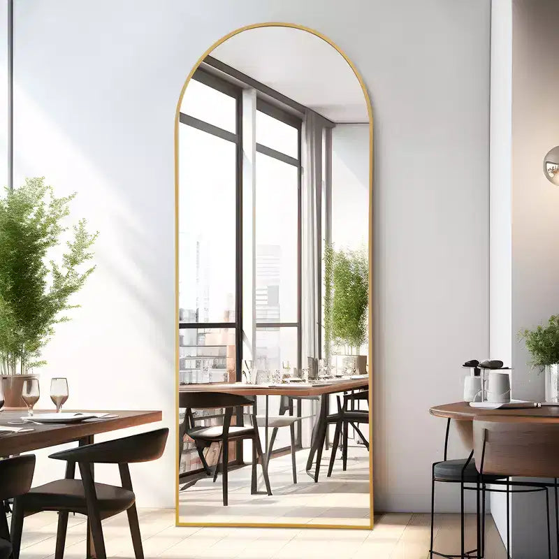 Miroir Mural Complet Dovelina Modern Arch avec Cadre en Alliage d'Aluminium Grand Format