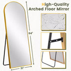 Miroir Mural Complet Dovelina Modern Arch avec Cadre en Alliage d'Aluminium Grand Format