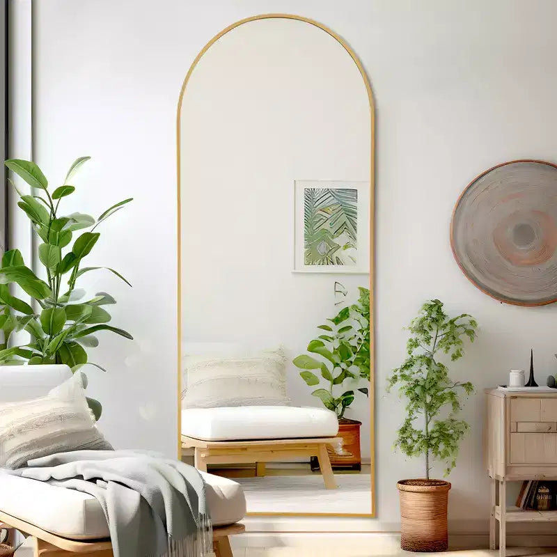Miroir Mural Complet Dovelina Modern Arch avec Cadre en Alliage d'Aluminium Grand Format