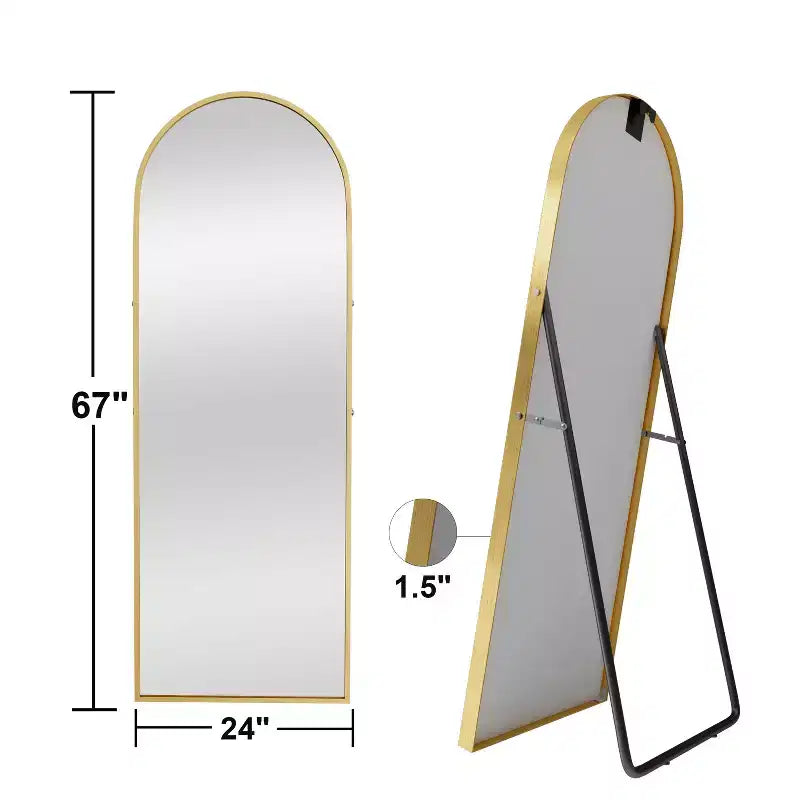 Miroir Mural Complet Dovelina Modern Arch avec Cadre en Alliage d'Aluminium Grand Format