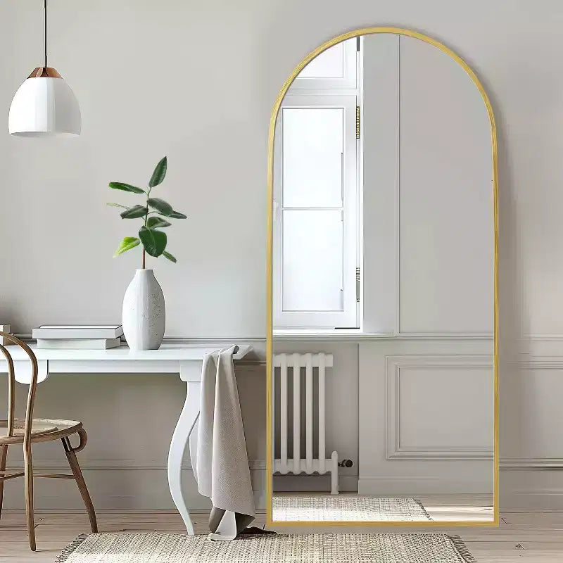 Miroir Mural Complet Dovelina Modern Arch avec Cadre en Alliage d'Aluminium Grand Format