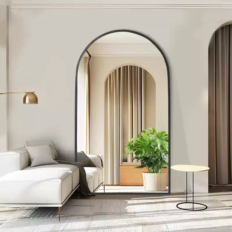 Miroir Mural Complet Dovelina Modern Arch avec Cadre en Alliage d'Aluminium Grand Format