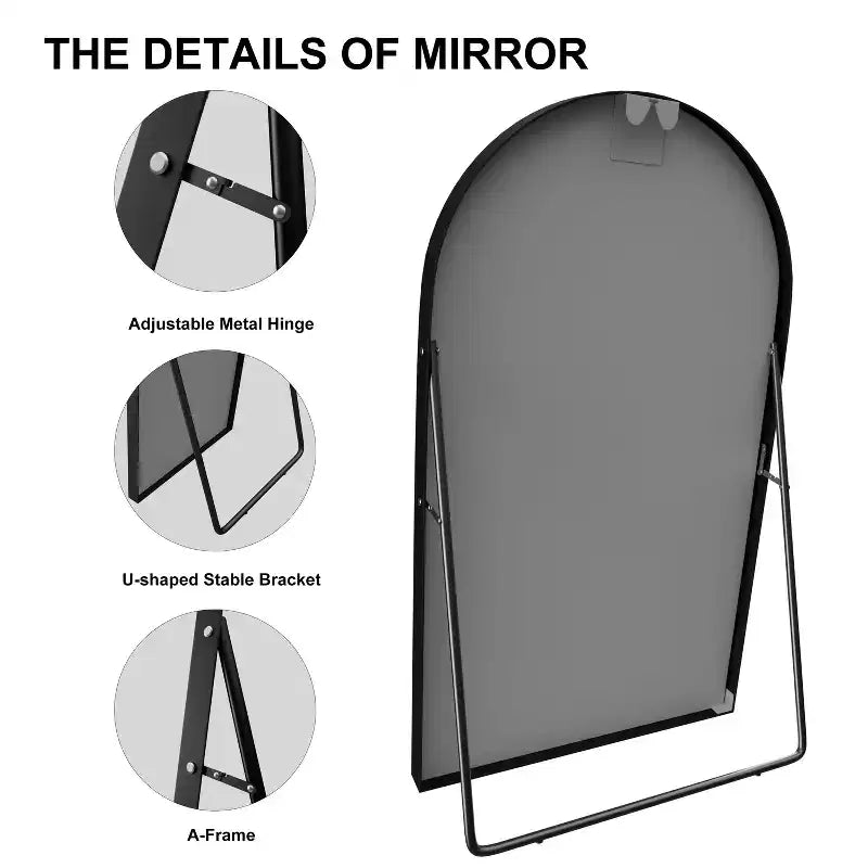 Miroir Mural Complet Dovelina Modern Arch avec Cadre en Alliage d'Aluminium Grand Format