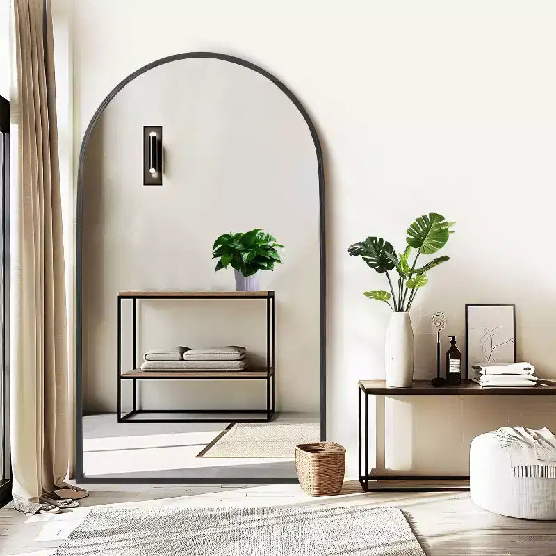 Miroir Mural Complet Dovelina Modern Arch avec Cadre en Alliage d'Aluminium Grand Format