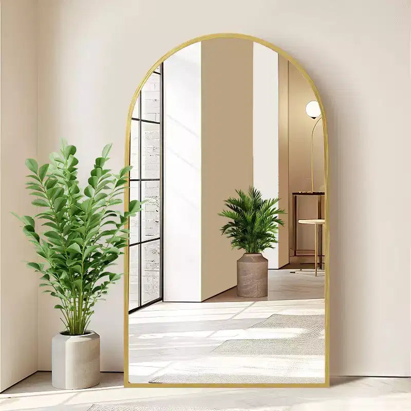 Miroir Mural Complet Dovelina Modern Arch avec Cadre en Alliage d'Aluminium Grand Format