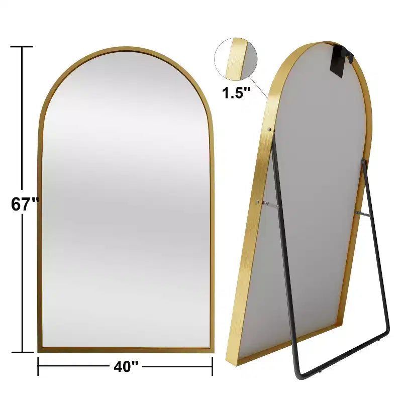 Miroir Mural Complet Dovelina Modern Arch avec Cadre en Alliage d'Aluminium Grand Format