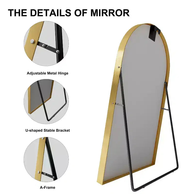 Miroir Mural Complet Dovelina Modern Arch avec Cadre en Alliage d'Aluminium Grand Format