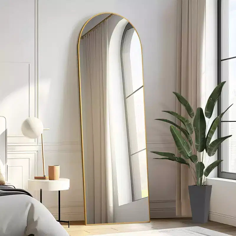 Miroir Mural Complet Dovelina Modern Arch avec Cadre en Alliage d'Aluminium Grand Format