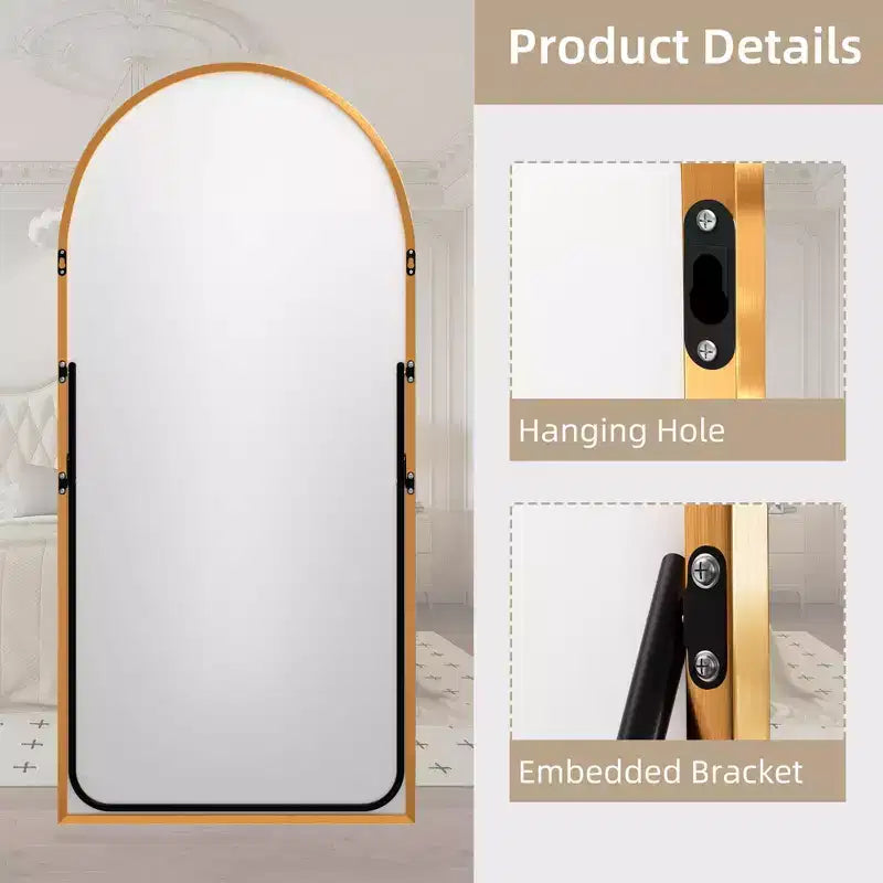 Miroir Mural Complet Dovelina Modern Arch avec Cadre en Alliage d'Aluminium Grand Format
