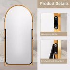 Miroir Mural Complet Dovelina Modern Arch avec Cadre en Alliage d'Aluminium Grand Format